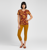Renai Indochine Orange LYCRA® Mid-Rise Capri Leggings